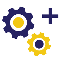 Additional-Services Icon- gears with a plus on the right hand corner